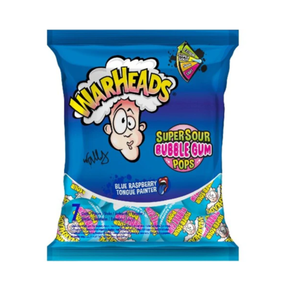 Warheads - Supersour Bubble Gum Pops - Blue Raspberry